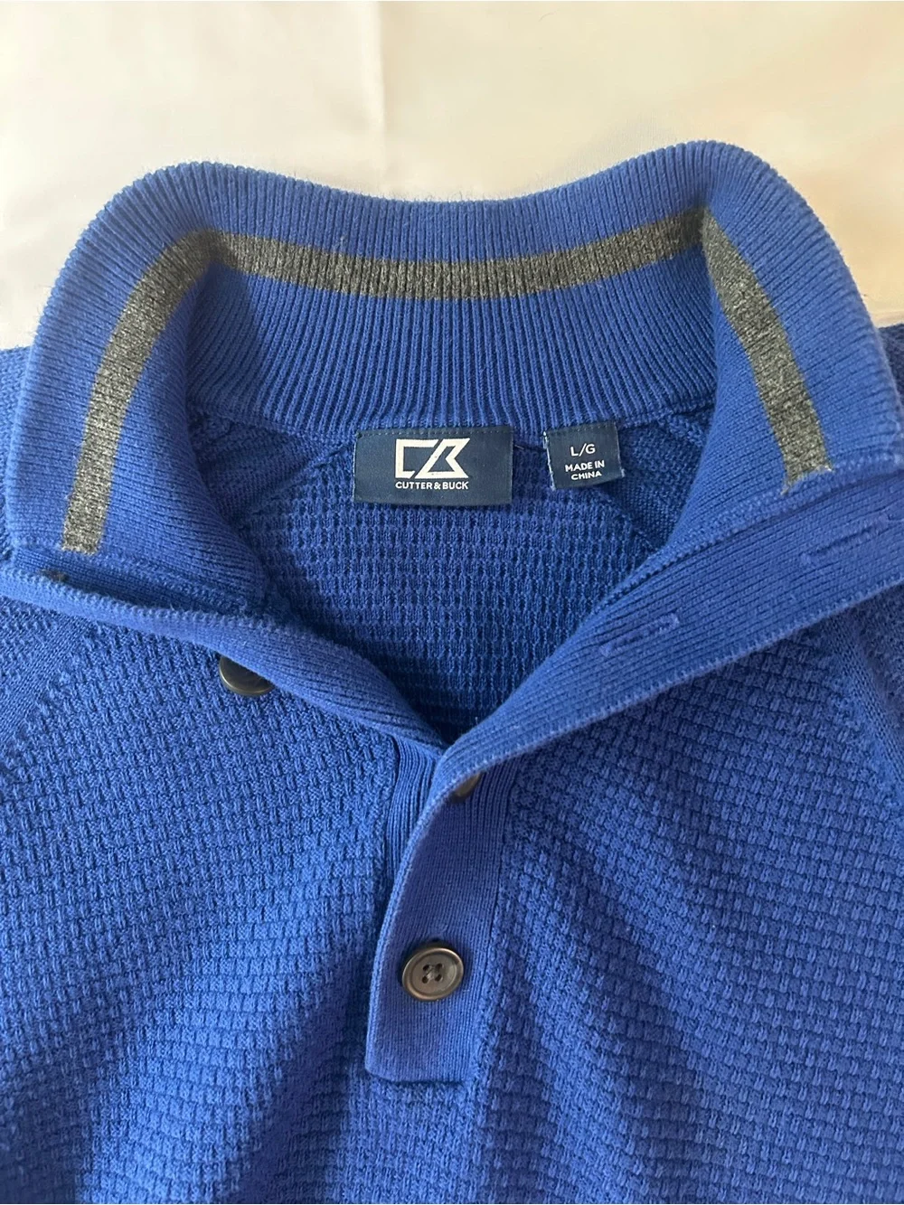 Cutter & Buck Sweater Men's L Royal Blue 100% Cotton Golf Classic Fall Essential
